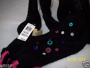 AMERICAN RAG Crafty Scarf - Classic Black Hot Pink Accents & Buttons New w/ TAGS - Picture 1 of 3