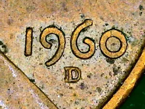 1960 D Lincoln Memorial Cent Penny US 1C ERROR COIN D/D RPM P822 - Picture 1 of 3