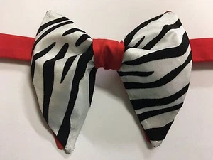 Handmade Zebra Black/White/Red Bow tie Vintage style 70`s Bowtie Pretied - Picture 1 of 3