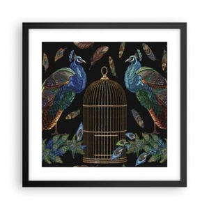 Wandbilder 40x40cm Poster Pfauen Gold Käfig Wandposter Bilder Wall Art Wanddeko - Bild 1 von 10