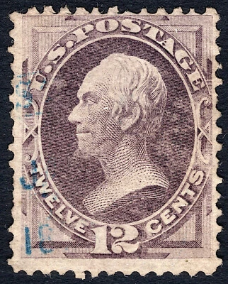 Scott 140, Grill, Blue Cancel, RARE STAMP, PF Cert - Image 1 of 3