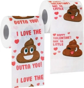 Papel higiénico divertido de San Valentín | Emoji de caca regalo para esposo - Imagen 1 de 8