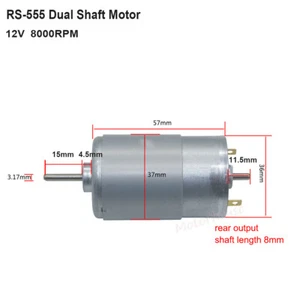 RS-555 550 Dual 3.17mm Shaft Micro 36mm Round Electric Motor DC 6V~12V 8000RPM - Picture 1 of 4
