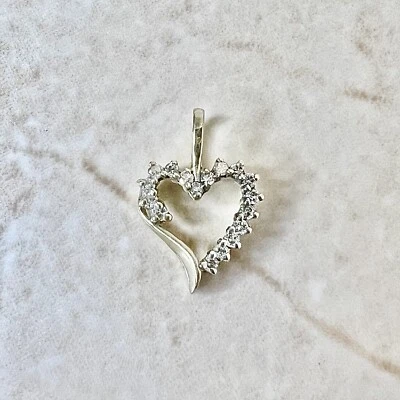 10K Diamond Heart Pendant Necklace - 10K Two Tone Solid Gold Diamond Pendant - Image 1 of 4
