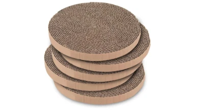 IVPET5805 Cat Scratchers Pads Cats Scratcher Round Scratching Cardboard Pad Reinforce 5 Pc