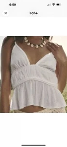 Zara White Top, Tie Side Back, Bloggers Favorite , sale! Size Large Or Small New - Picture 1 of 6