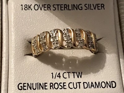 Victoria Townsend 18k over Sterling Silver-1/4 CT TW Genuine Rose Diamond Ring 8 - Image 1 of 3