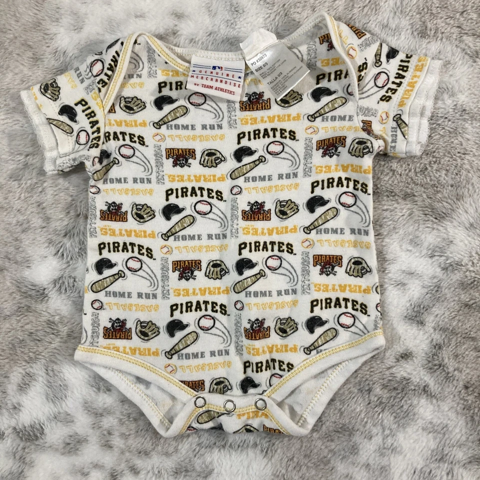 Mono oficial de béisbol MLB de los Piratas de Pittsburgh de 1 pieza 0-3 meses ropa de bebé Foto 1 de 4