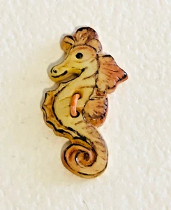 Hand Painted Delicate Seahorse Porcelain Ceramic Button, Sew Thru - Picture 1 of 2