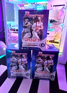 3x 2021 Bowman Baseball MLB Trading Card Blaster Box nuovo sigillato in fabbrica - Foto 1 di 1