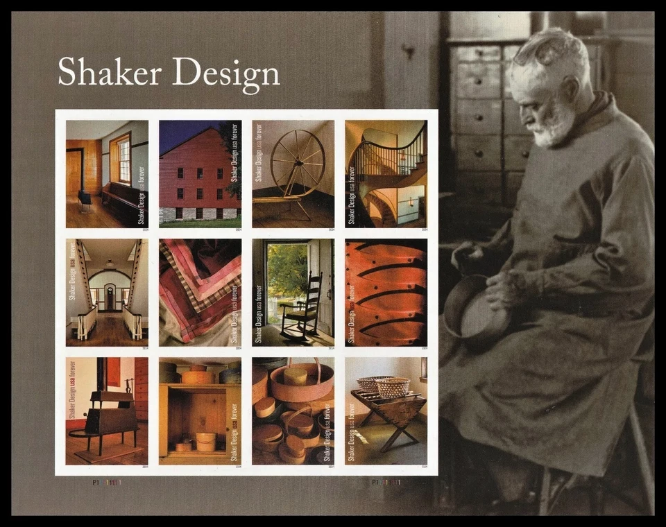 SHAKER DESIGN Imperforate NDC NO DIE CUT PANE OF 12 Forever Stamps MNH - Image 1 of 1