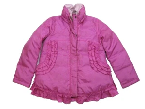 Lemon Loves Lime Shimmer Pink Ruffle Puff Coat Jacket Button Zip 7 Years - Picture 1 of 13