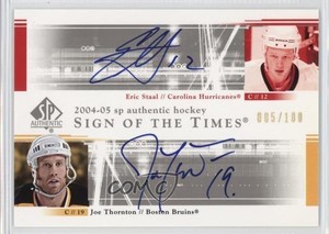 2004-05 SP Authentic Sign of the Times Dual /100 Joe Thornton Eric Staal Auto