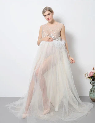 Pregnant Women's Dress Maternity Stretchy Sexy Gown Skirt For Photography Shoot - Image 1 of 4