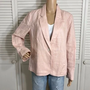 NWT J.Jill Woven Lightweight Linen Blazer in Seashell Light Pink Large Petite - Picture 1 of 10