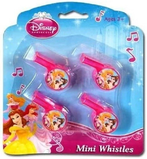 Disney Princess 4 pc pack Mini Whistle Party Favors~ 3 Packs - Image 1 of 1