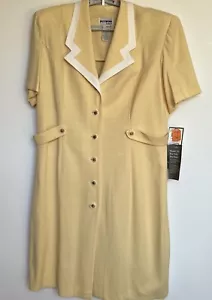 Perceptions NWT Plus 18 Yellow Dress Button Up Shoulder Pads Short Sleeves - Picture 1 of 8