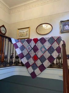Large Vintage Hand Crochet Blanket Granny Throw Squares Campervan Retro 68 x 70 - Picture 1 of 12