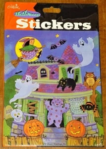 VINTAGE GIBSON HALLOWEEN HAUNTED HOUSE STICKERS PACK~WITCH~GHOSTS~PUMPKINS~CATS+ - Picture 1 of 1