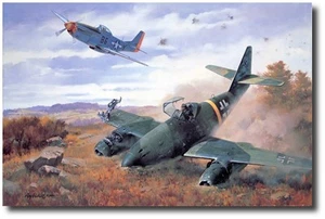 "Yeager's First Jet" de Roy Grinnell Segunda Guerra Mundial firmado por el Capitán "Chuck" Yeager - Imagen 1 de 1