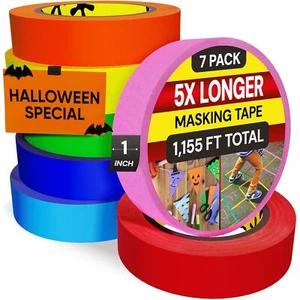 Colored Masking Tape - 7 Rolls, 55 Yd x 1 In Each - 1,155 Ft of Colored Tape ... - Picture 1 of 9