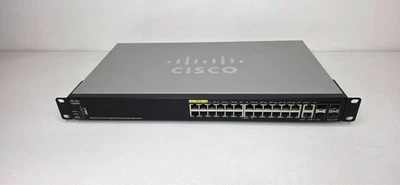 Conmutador de red administrado apilable Gigabit PoE de 24 puertos Cisco SG350X-24P-K9 Foto 1 de 4