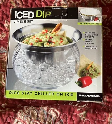 Prodyne Iced Dip On Ice 22Oz Stainless Steel Serving Bowl 3 Piece Set - Image 1 of 4