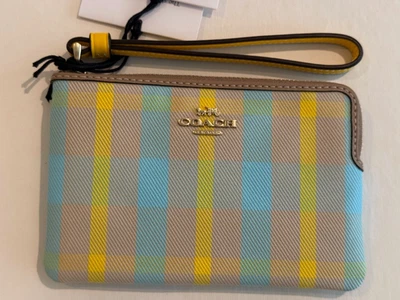 Coach wristlet/wallet /Plaid Print / Maze/yellow/multi - Imagem 1 de 4
