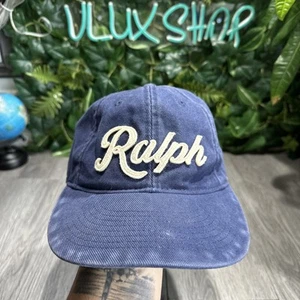 Vintage Polo Ralph Lauren Spell Out Corduroy Hat Leather Strap Back Distressed - Picture 1 of 7