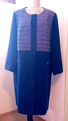 Damen Mantel mit Taschen Blau - Weiß von Sheego Größe 52   NEU - Bild 1 von 4