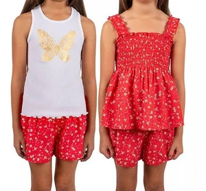 Girl's 10/12 Large 3 piece set 1 pair of Shorts and 2 tops Zunie Red floral - Picture 1 of 1