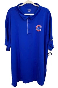 NWT Under Armour 5XL Chicago Cubs Golf Polo Shirt Mens Blue Baseball Logo - Picture 1 of 8