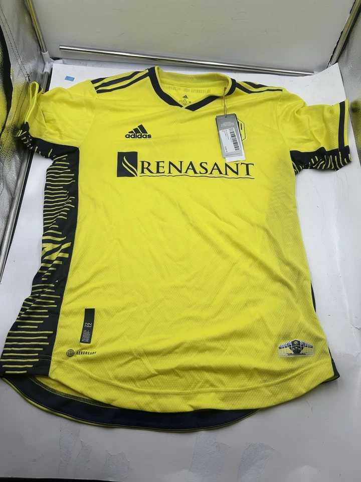 Mens Size Large Yellow Black Adidas Nashville SC 22/23 Home Soccer Jersey H47807