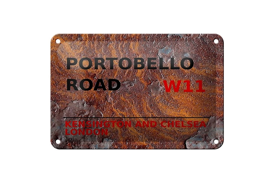 mrdeco Metall Schild 12x18cm gewölbt Portobello Road W11 Kensington Schild - Bild 1 von 1