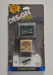 Vintage Faber Castell Design Multipack Erasers Made USA Design 2000 Artgum New - Picture 1 of 7