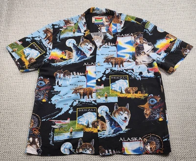 Banana Jack Honolulu Shirt Mens XL Alaska Map Denali Wolves Bears Jon Van Zyle - Image 1 of 4