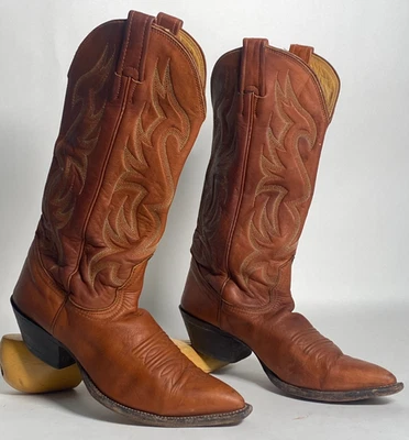Nocona Boots Women Tan Brown Leather Western Cowgirl Boot Size 7 B 7629 USA Made - Image 1 of 4