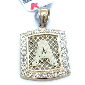 10k Yellow Gold CZ Letter A Pendant 3.00g - Picture 1 of 3