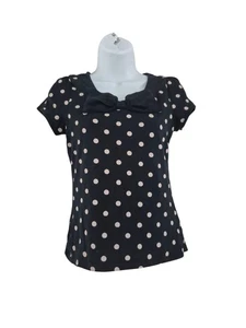 Next Polka Dots Damen T-Shirt Kurzarm Schwarz UK 6 EU 34 EX - Bild 1 von 5