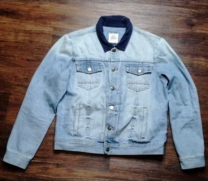 Fiorucci Jeans Giacca Denim Blu Velluto a coste Collo Toppa Gomito Uomo Taglia Large - Foto 1 di 12