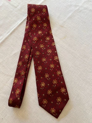 Corbata de seda vintage Ermenegildo Zegna para hombre hecha en Italia estampada Borgoña 58" Foto 1 de 4