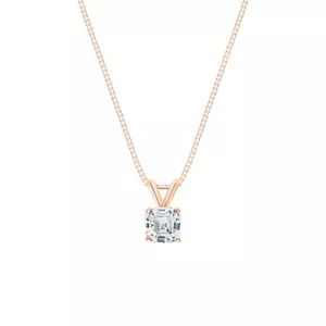 1/2 Karat Asscher Labor erstellt gewachsen Diamant Anhänger Halskette 14K Roségold F/VS - Bild 1 von 3
