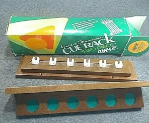 Vintage Willie Mosconi Cue Rack 2 Piece By AJAY Holds 6 Cues any size Wooden - Picture 1 of 5