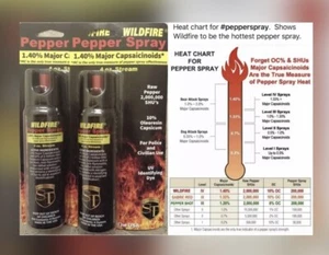 2 HOTTEST ON MARKET Wildfire 4 oz 1.4MC Pepper STREAM Self Defense Spray UV LOCK - Picture 1 of 9