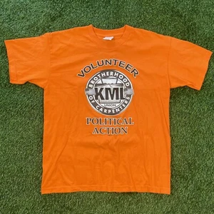 United Brotherhood of Carpenters Local Union T Shirt Orange Pocket USA VTG - Picture 1 of 6