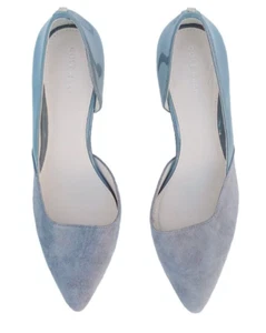 Cole Haan Shoes Sz 9.5 Gray Suede Patent Leather  D'orsay Cut AwayWomen's Pumps  - Picture 1 of 8