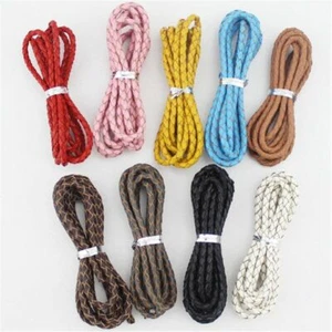 2m Genuine Braided Leather Cord Round Leather Thread Rope Jewelry Making Finding - Bild 1 von 31