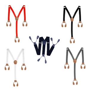Button Hole Elasticated Y Back Braces Adjustable Mens Braces Unisex Suspenders - Picture 1 of 12