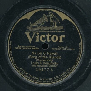 78tk- Hawaiian-VICTOR 19477-Louis A. Keaumoku-(Na Lei O Hawaii/Wai Punalau) - Imagen 1 de 2