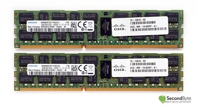 Samsung 32GB (2 x 16GB) PC3-12800 ECC Reg Server RAM M393B2G70EB0-YK0Q3 Cisco - Image 1 of 2